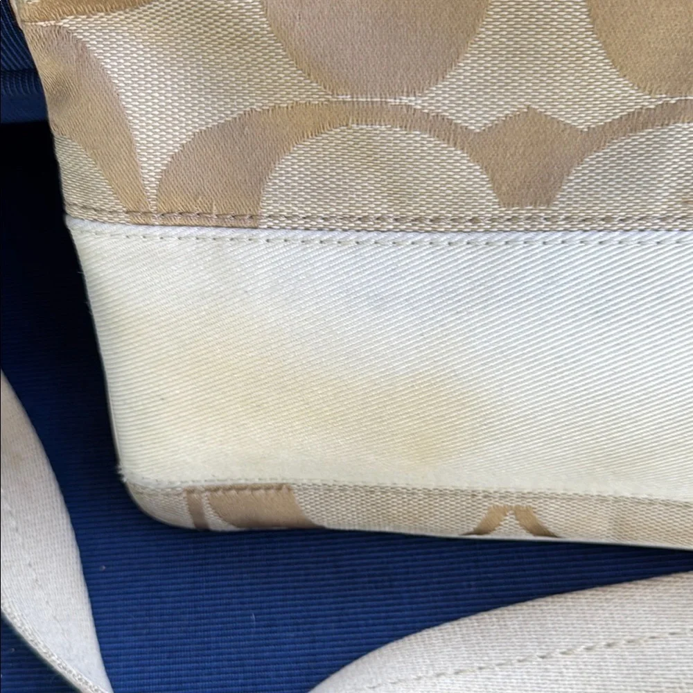 Coach Tan and Cream Signature Crossbody Bag